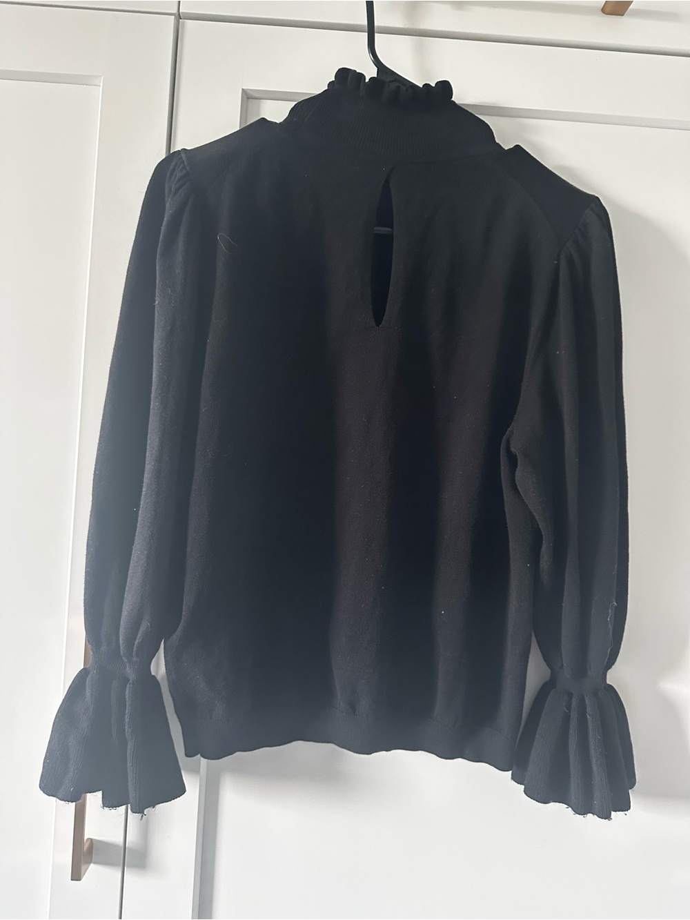 ba&sh Black Ruffled Mock-Neck Blouse - Picture 4 of 5
